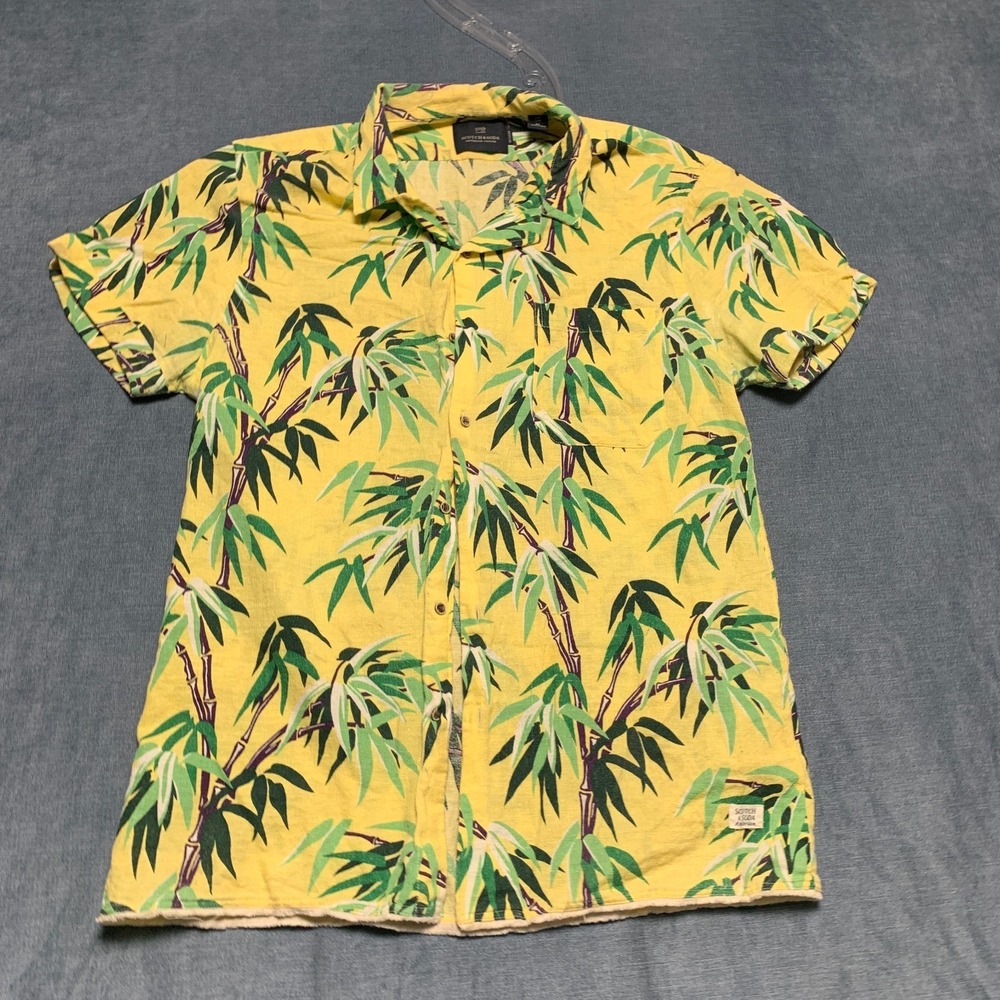 Scotch & Soda Shirt Mens XL Multicolor Tropical Leaf Chest Pocket Summer Beach